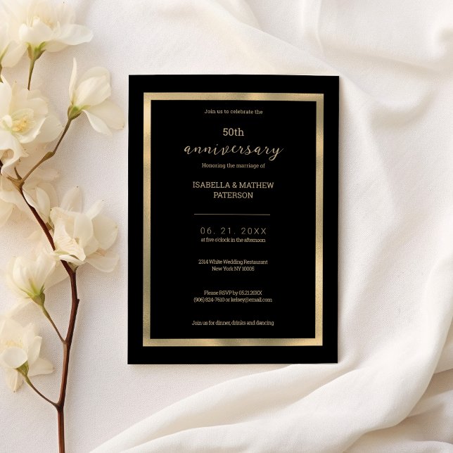 Luxury black gold 50th Wedding Anniversary Invitation (Luxury black gold 50th Wedding Anniversary )