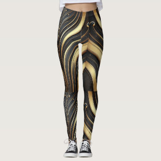 Luxury Black & Gold Abstract Leggings 