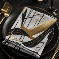 Luxury Black & Gold Abstract Line Napkins