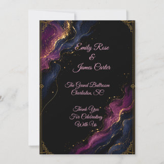 Luxury Black Gold Abstract Wedding Invitation