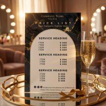 Luxury Black Gold Agate Beauty Service Price List