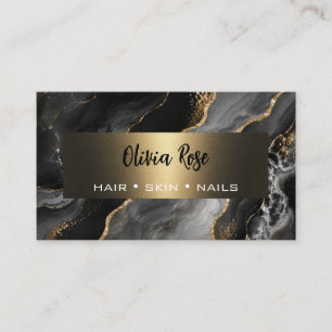 Luxury Black Gold Agate Business Card