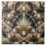 Luxury Black & Gold Art Deco Ceramic Tile<br><div class="desc">Elevate your interior with this luxury black and gold Art Deco ceramic tile, designed to bring timeless elegance and modern glam into any space. Featuring a striking geometric pattern inspired by 1920s Art Deco style, this design showcases rich black tones, radiant gold accents, and a dazzling faux diamond effect that...</div>