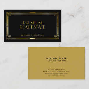 Luxury Black & Gold Art Deco Frame Business Card