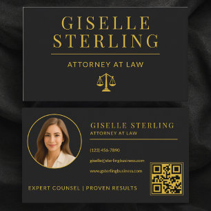 Luxury Black Gold Attorney at Law QR Code Business Card