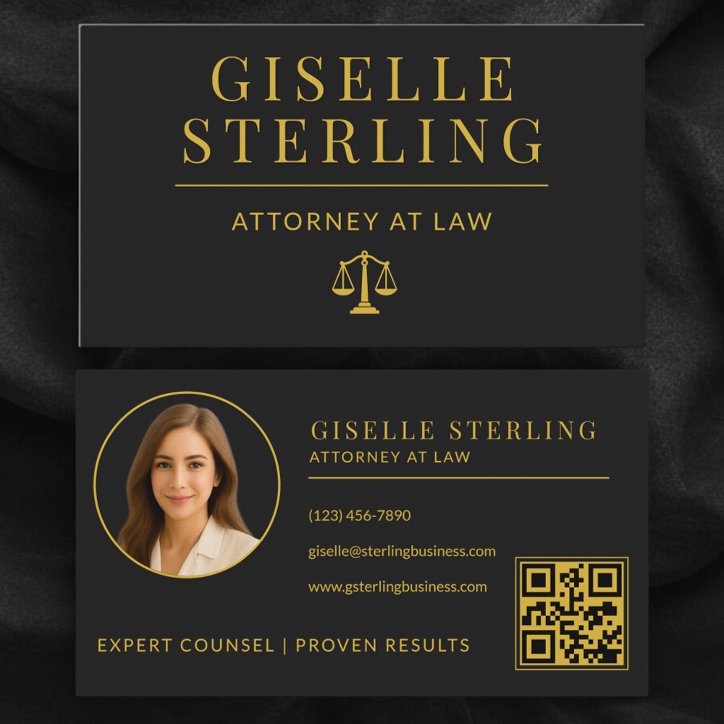 Luxury Black Gold Attorney At Law QR Code Business Card