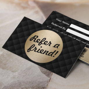 Luxury Black & Gold Beauty Salon Referral Card