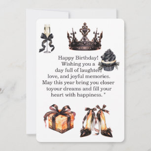 Luxury Black Gold Birthday Card for Her   Elegant 