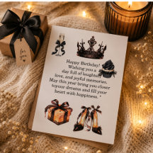 Luxury Black Gold Birthday Card for Her | Elegant