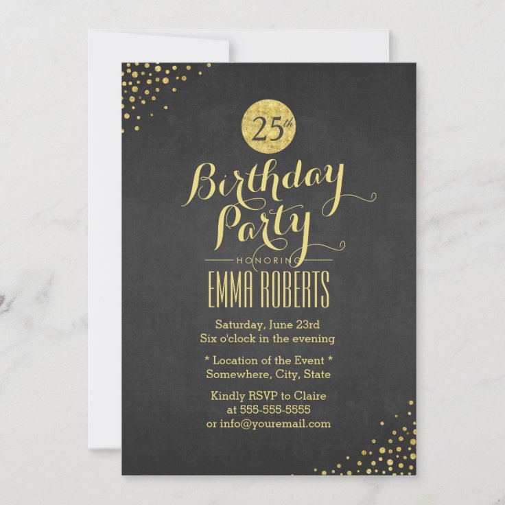 Luxury Black & Gold Birthday Party Invitation | Zazzle