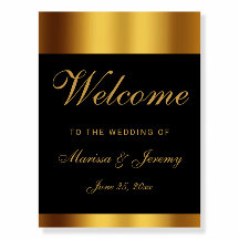 Luxury Black Gold Border Welcome Wedding