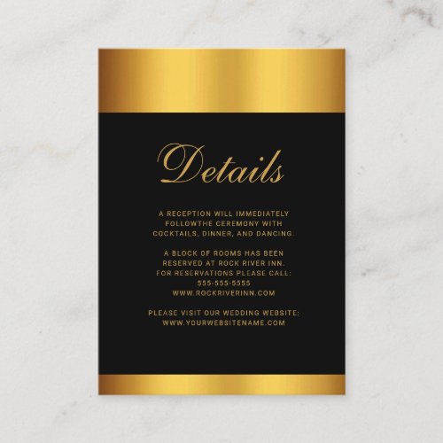 Luxury Black Gold Calligraphy Border Wedding Enclosure Card