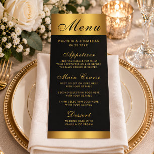 Luxury Black Gold Calligraphy Border Wedding Menu