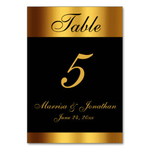 Luxury Black Gold Calligraphy Wedding Table Number