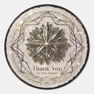 Luxury Black & Gold Celestial Thank You Business S Classic Round Sticker