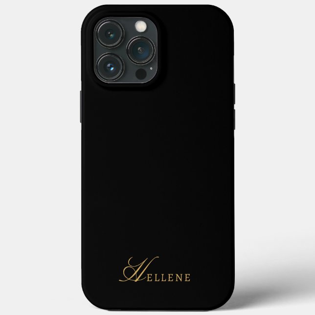 Luxury Black & Gold Chic Script Monogram  Case-Mate iPhone Case (Back)