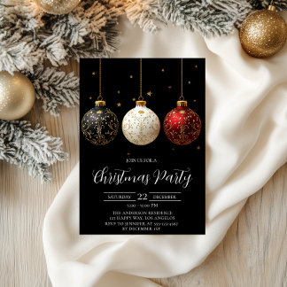 Luxury Black & Gold Christmas Party Invitation    