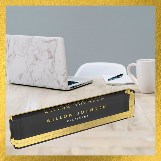 Luxury Black Gold Classy Executive Business Gift  Desk Name Plate (Luxury Black Gold Classy Executive Business Gift Desk Name Plate)