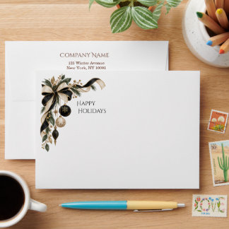 Luxury Black Gold Corporate Christmas Holiday Envelope