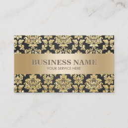Luxury Black &amp; Gold Damask Professional Business Card