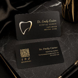 Luxury Black & Gold Dental Clinic Foil Spot Gloss Business Cards