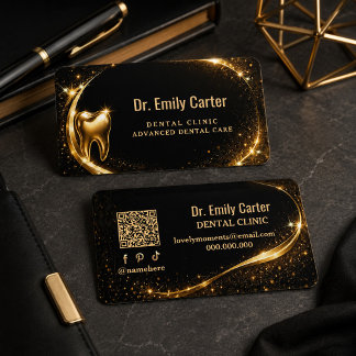 Luxury Black & Gold Dental | Modern Dental  Business Card