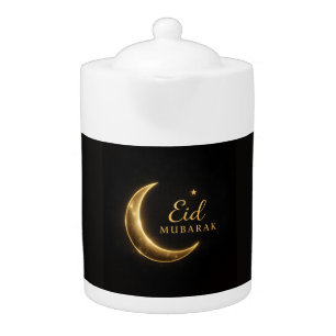 Luxury Black & Gold Eid Mubarak – Elegant Teapot
