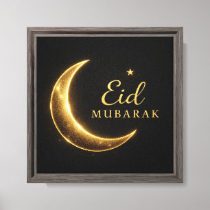Luxury Black & Gold Eid Mubarak Wall Art – Elegant