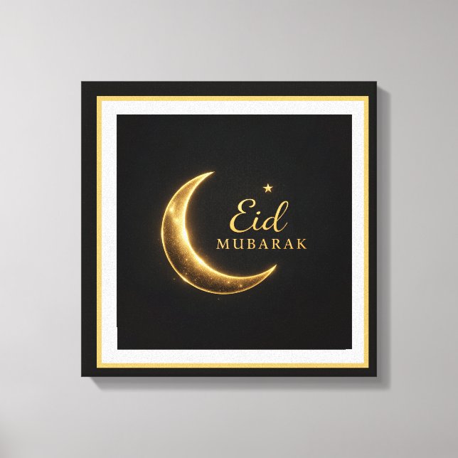 Luxury Black & Gold Eid Mubarak Wall Art – Elegant (Front)