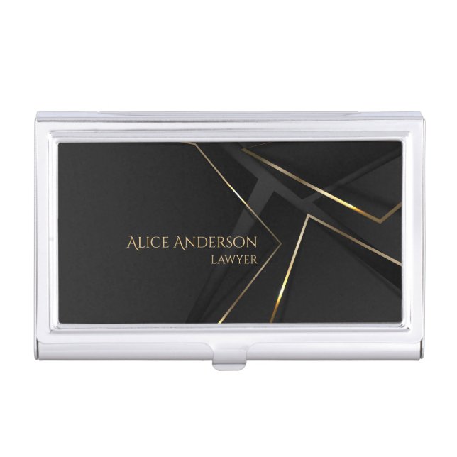 Luxury black gold elegant Classy Professional Business Card Case (Front)