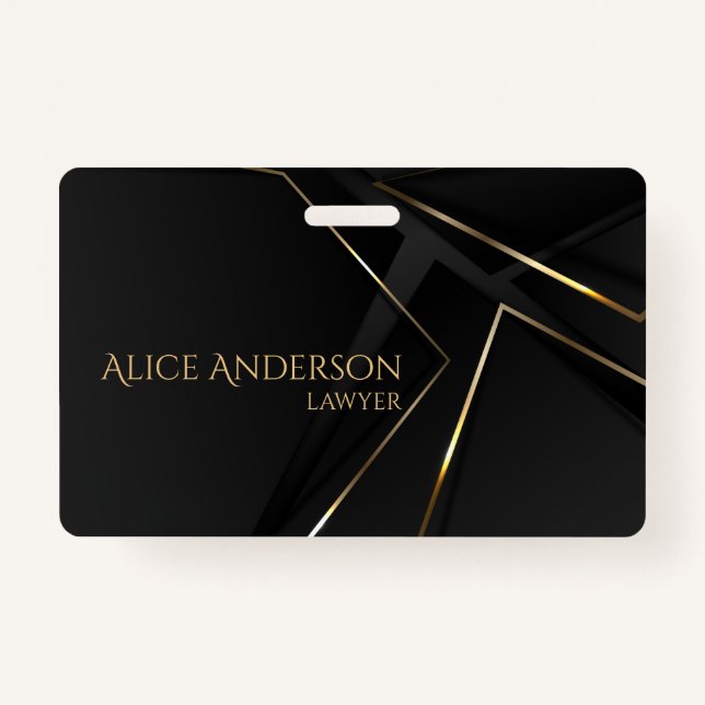 Luxury black gold elegant lawyer abstract lines badge (Front)