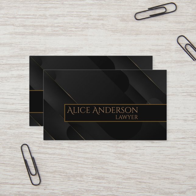 Luxury black gold elegant lawyer  Business Card (Front/Back In Situ)