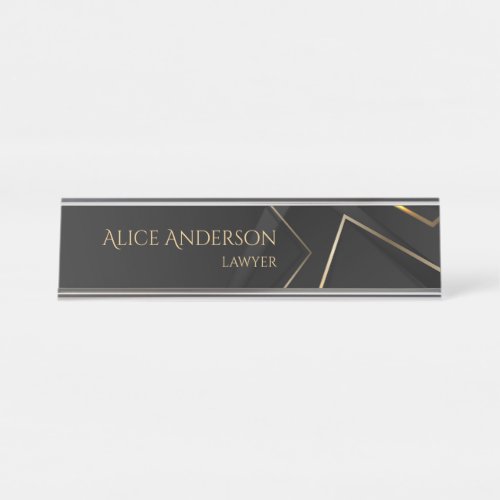 Luxury black gold elegant line Professional Office Desk Name Plate