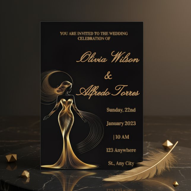 Luxury Black & Gold Elegant Wedding Invitation (Creator Uploaded)