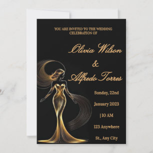 Luxury Black & Gold Elegant Wedding Invitation