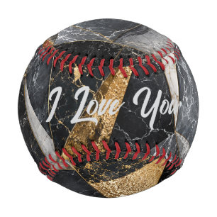 Luxury Black Gold Emerald Marble Baseball