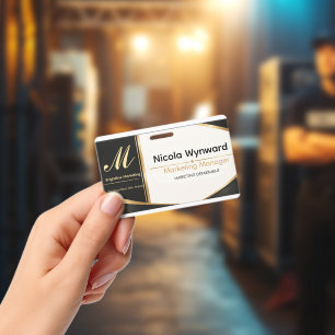 Luxury Black Gold Executive Name Badge