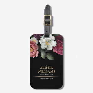 Luxury Black Gold Floral Business Personalized Luggage Tag