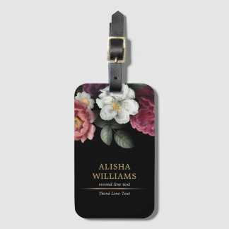 Luxury Black Gold Floral Business Personalized Luggage Tag