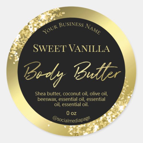 Luxury Black Gold Foil And Body Butter Labels
