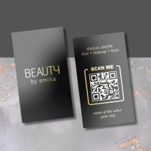 Luxury Black Gold Foil Beauty Salon QR Code
