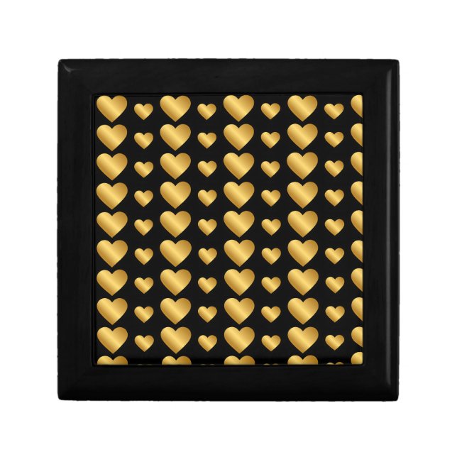Luxury Black Gold Foil Hearts  Gift Box (Front)