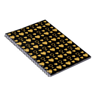 Luxury Black Gold Foil Hearts Notebook