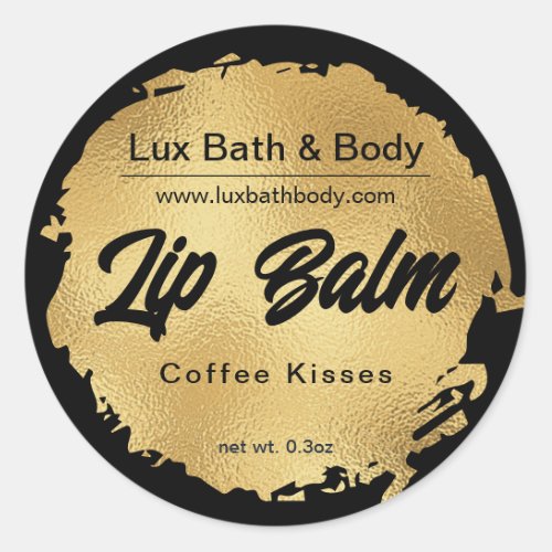 Luxury Black Gold Foil Modern Round Product Labels