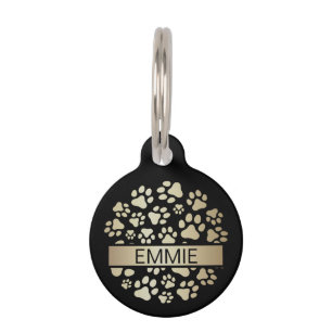 Luxury Black Gold Foil Pet Supplies Pet ID Tag