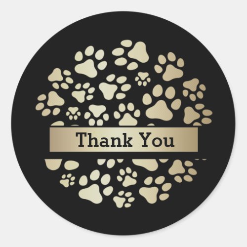 Luxury Black Gold Foil Pet Supplies Store  Classic Round Sticker