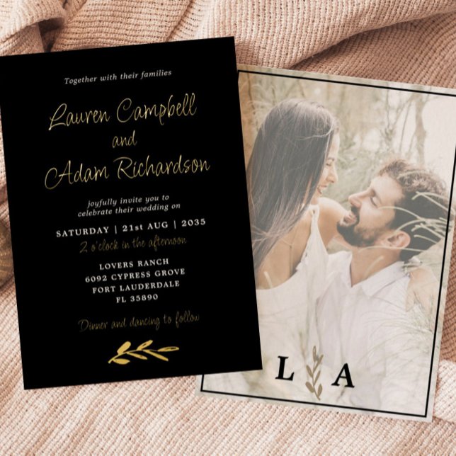 Luxury Black & Gold Foil Wedding Invitation  (Creator Uploaded)