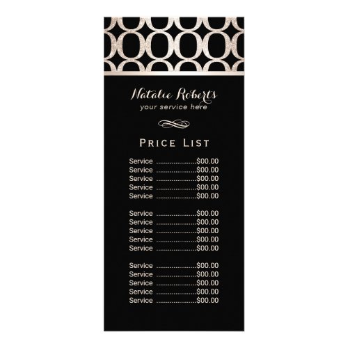 Luxury Black Gold Geometric Hair Salon Price List Rack Card