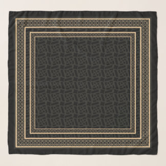 Luxury Black Gold Geometric Pattern Scarf