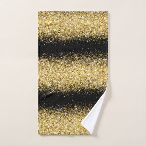 Luxury Black Gold Glitter Bath Towel Set Zazzle
